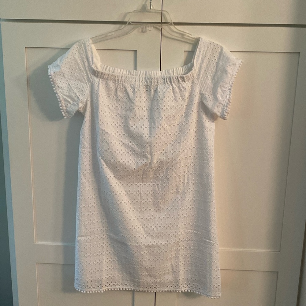 Michael stars off the shoulder eyelet dress